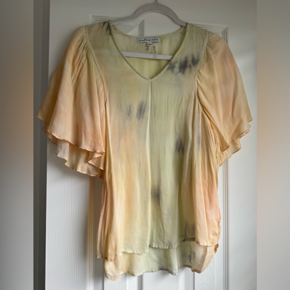 Women's Tie-Dye Flutter Sleeve Top
